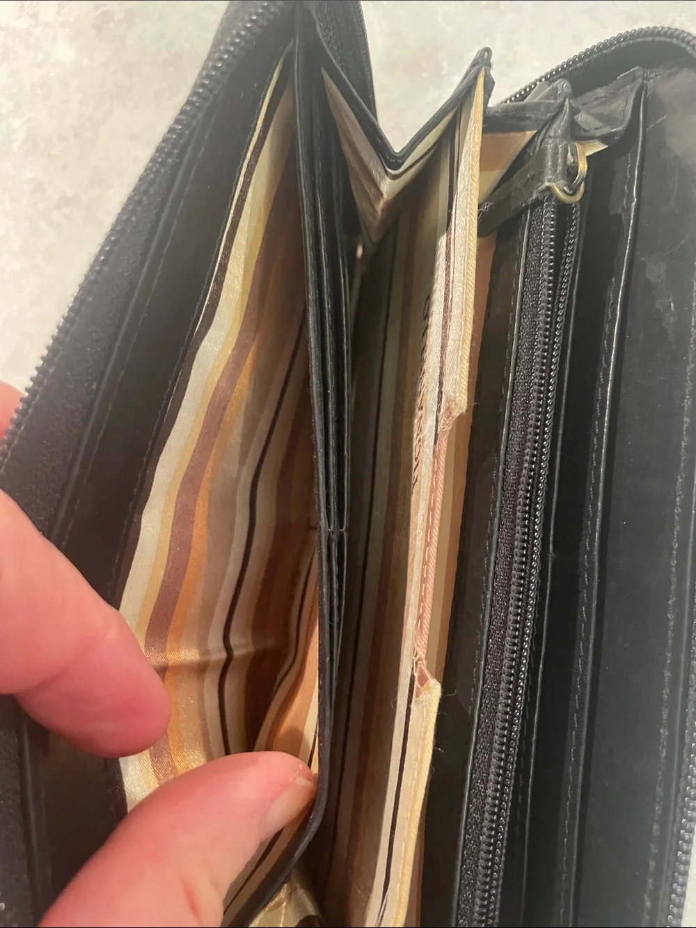 Tignanello Black Leather Zip-Around Wallet